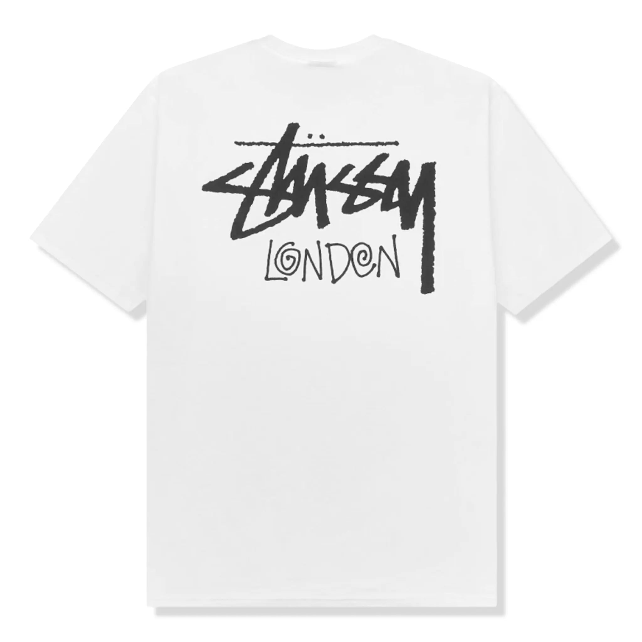 Back View of Stussy Stock London White T-Shirt